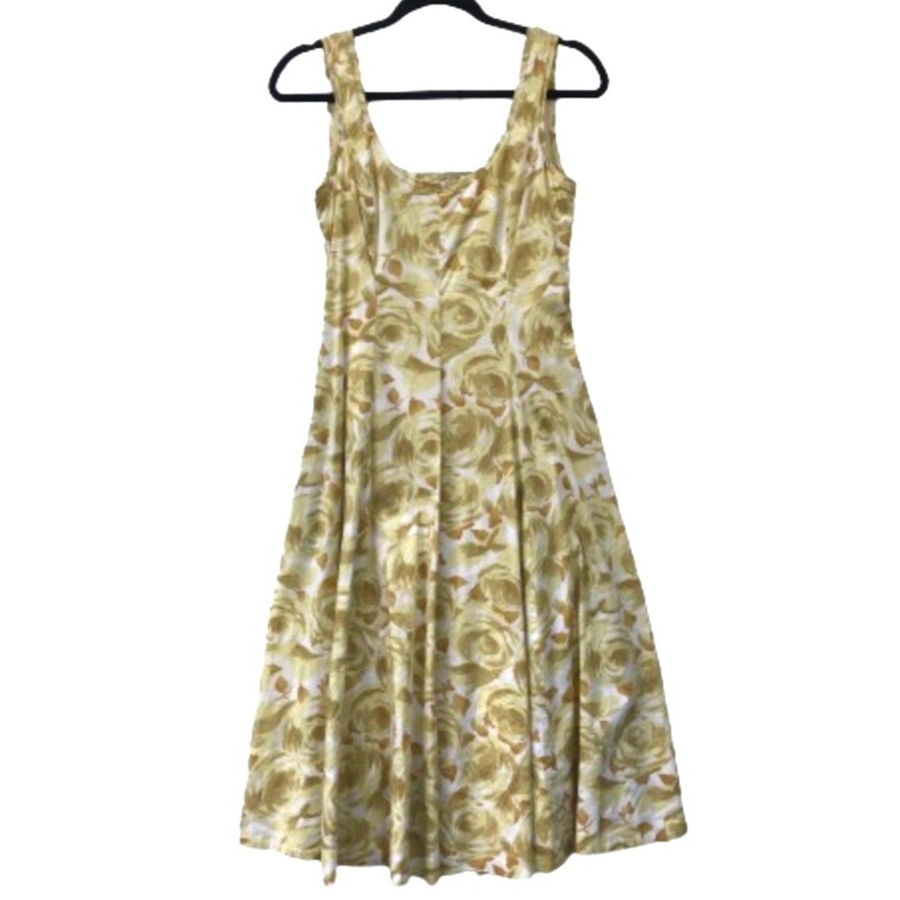 Talbots floral midi fit flare pockets dress 2